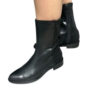 New Aquatalia Geneen Calf Black Leather Boots Size 8.5